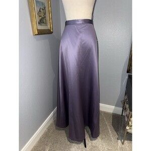 Vintage Light Purple Skirt Size 6 Long A Line Satin Look High Waist 90s Y2K